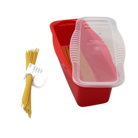 Dependable Industries BPA-Free Non-Stick Microwave Pasta Cooker in Red with Portioning Tool - Fast, Easy Meals In Minutes Cooks All Types Of Pasta