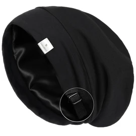 YANIBEST Slouchy Beanie Hat Satin Lined Sleep Cap Satin Bonnet Chemo Headwear Caps for Women and Men Pure Black