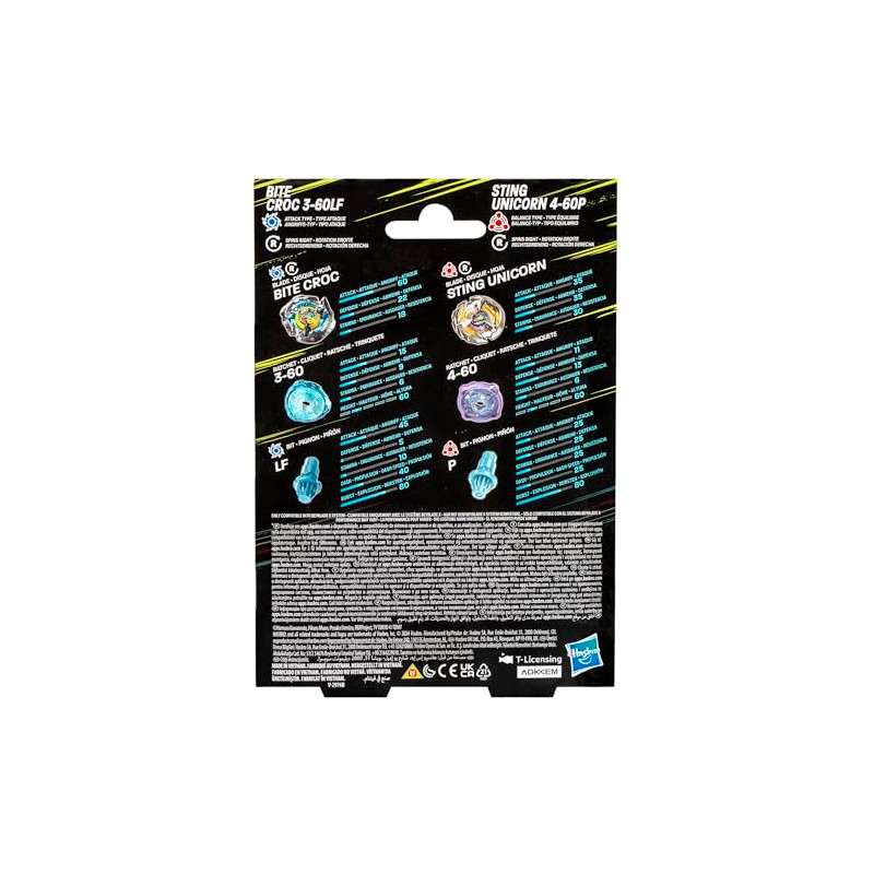 Hasbro Beyblade X Bite Croc 3-60LF und Sting Unicorn 4-60P