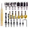 23Pcs Countersink Drill Bit Set,6 Countersink Drill Bits, 7 Three