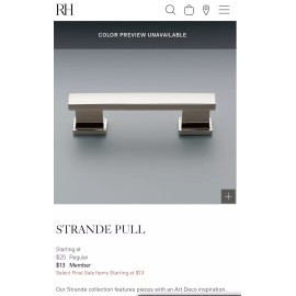 Restoration Hardware RH RESTORATION HARDWARE STRANDE 3” NEW Drawer Pull Cabinet Silver Chrome