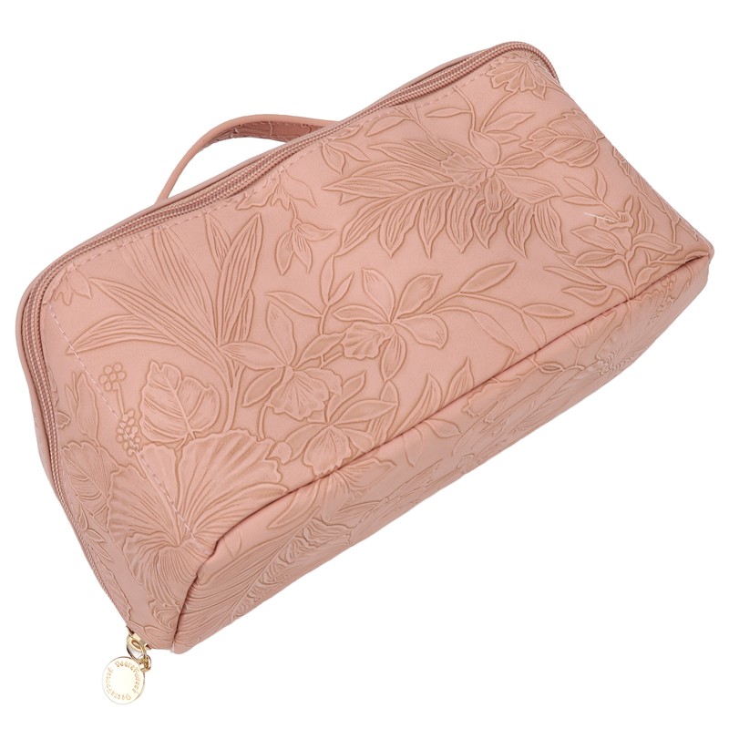 Make Up Cosmetic Bag PU Leather 180 Degree Opening Large