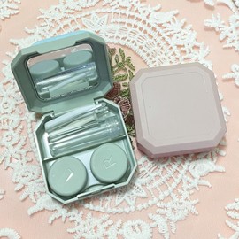 Howinn 2 Pack Cute Contact Lens Case Travel Kit, Cute Contact Case with Mirror Tweezers Remover Tool Solution Bottle for Outdoor Office Daily Use