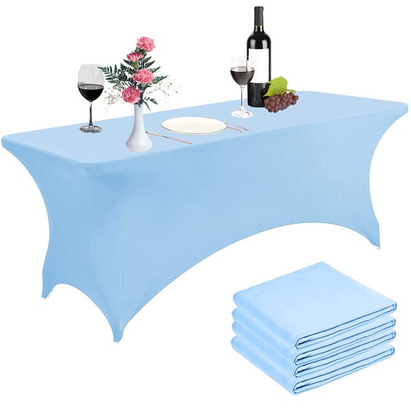 Nobed HHT 4 Packs Baby Blue Stretch Table Clothes for