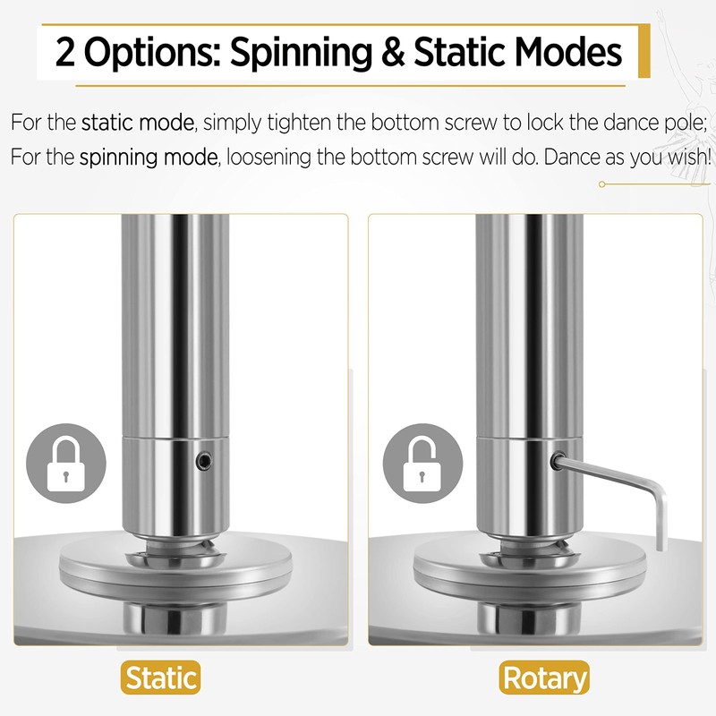 Yaheetech Yaheetech Professional Stripper Pole Spinning Static Dancing Pole Portable