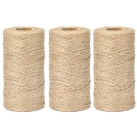 G2PLUS Jute String Twine 1.5MM, 3x100M Natural Garden Jute Rope, 2 Ply Art and Crafts Linen String Brown for DIY Craft; Gardening Use