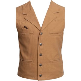 Wyoming Traders Men's Standard Bronco Canvas Vest, Tan, Medium