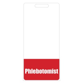 Phlebotomist Badge Buddy (Red) - Vertical Heavy Duty Badge Tags for Phlebotomy Technician - Double Sided Badge Identification Card
