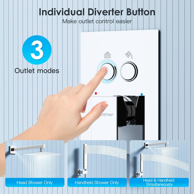 Shower System Shower Faucet Set with Push-Button Diverter and Wall