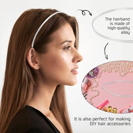 20 Pack Bulk 4 MM Thin Silver Plain Blank Hard Metal Headbands Skinny Headband Slim Simple Hair Hoop Wire Hair Bands Clasps Crown Tiara Base Frame DIY Crafts Headpieces Accessories for Women Girls