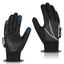 SAWANS Winter Warm Running Gloves Anti Slip Touchscreen Lightweight Elastic Cuff Thermal Gloves Cold Weather Cycling Biking Sporting Driving for Men Women Walking Riding Climbing Hiking (Black, M)