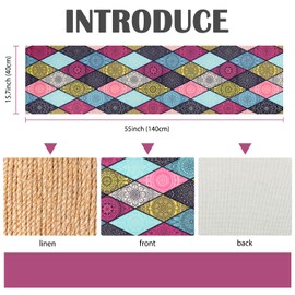 Tischläufer Rot Tischläufer Boho Tischläufer Vintage Tischläufer für Esszimmer Party Urlaub Dekoration Waschbar Küche Esstisch Dekoration für Drinnen und Draußen Urlaub Party Dekor 40 x 140 cm Boho B