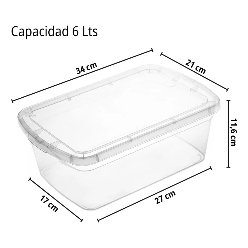 Set 20 Cajas Organizadoras De Plástico 6lts Transparente Pack De