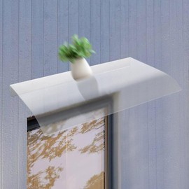 Window Awning Invisible Rain Shelter, Modern Front Door Awning Exterior Withstand -40℉ to 266℉, Polycarbonate Door Canopy for Cafes, Restaurants, Balconies (Frosted, 31.5" Lx19.7 W)