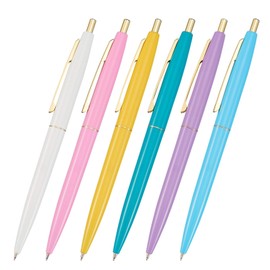 Bic Japan Big (Bic) Ballpoint Pen, Click Gold, 0.5, Oil-Based, Black, Smooth, Pastel Color, Set of 6 CLG05-PST