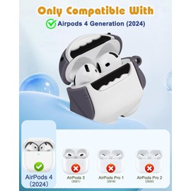 for AirPods Pro Cover,Cute 3D Cartoon Luxury Trendy Cute Fancy Funny Aesthetic for Girls Boys Men Teen Kids, Soft Silicone Fashion Character Skin Shark Cases (Shark, Airpods 4)