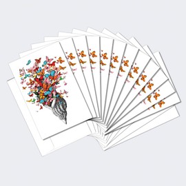 Tree-Free Greetings - All Occasion Cards - Artful Designs - 12 Greeting Cards + White Envelopes - Made in USA - 100% Recycled Paper - 4 x 6 - Shell of Joy (FS56863)