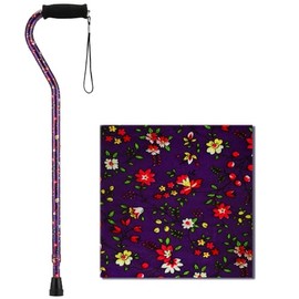 NOVA Designer Walking Cane with Offset Handle, Lightweight Adjustable Walking Stick with Carrying Strap, “Purple Bliss” Design