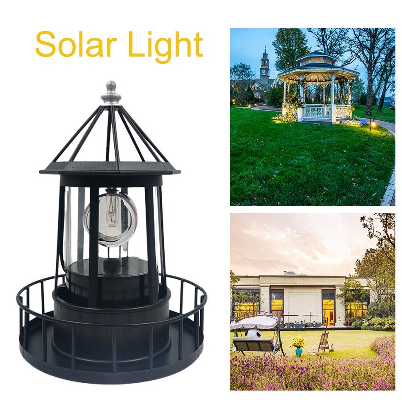CALIDAKA LED Solar Powered Lighthouse 360 Degree Rotating Lighthouse Landscape