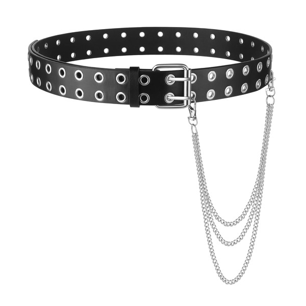 SONNYX Black Leather Belts for Women Wallet Chain Pocket Chain