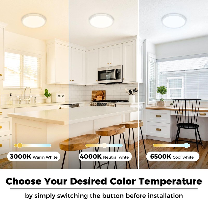 zemty LED Ceiling Light Fixture 6.5 Inch, 12W 1200lm Light