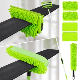 Ceiling Fan Cleaner Duster with 75'' Extension Pole, Flexible High Ceiling Fan Blades Cleaning Tool, Reusable Skinny Duster for Tight Spaces
