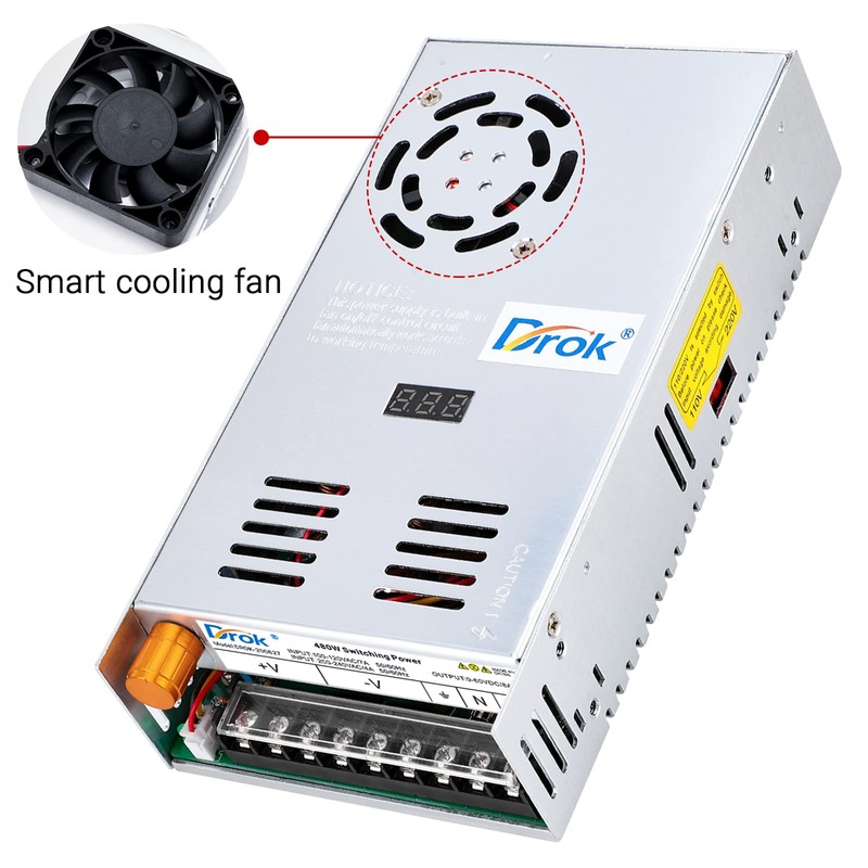 DROK 60V Power Supply, AC 110V 220V to DC 0-60V