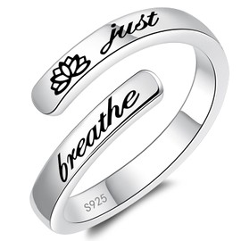 JXJL S925 Sterling Silver Inspirational Jewelry Rings Adjustable Ring Personality Encouragement Gift for Teens Women