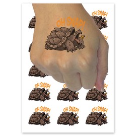 Oh Snap Alligator Snapping Turtle Fish Temporary Tattoo Water Resistant Fake Body Art Set Collection - 15 2" Tattoos (1 Sheet)