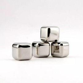 C-Spin 4x Metal Whisky Stone Cooling Cold Cool Wine Stones Rocks Bag Ice Cubes w Bag