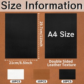 Cinvo 30 Pack Leather Print Card Stock Engraved A4 Thick Cardstock Paper Poster Boards Thick Paper Sheets for Notebook Cover Cardmaking Scrapbook Signs Party Decor DIY Craft (21x28cm, 3 Colors)