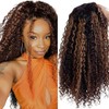AiPliantfis Curly Wave Human Hair Wig Brown Echthaar Perücke Damen