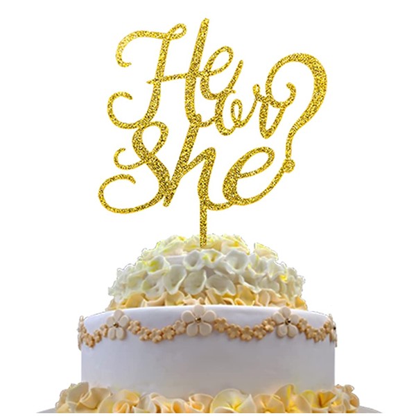 Topfunyy - Decoración para tarta con diseño de género, acrílico dorado