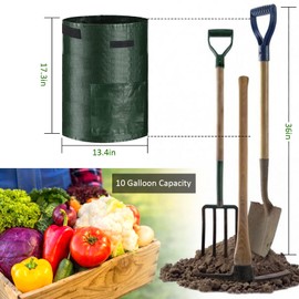 JJGoo Potato Grow Bags, 3 Pack 10 Gallon with Flap and Handles Planter Pots for Onion, Fruits, Tomato, Carrot - Green