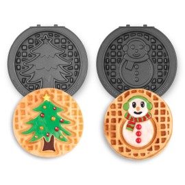 DASH MultiMaker® Mini System Two 4” Nonstick Removable Waffle Plates Set (Snowman & Tree) - 2Pc Plate Pack for Waffle Iron & Griddle, Compatible with Dash MultiMaker® Mini System, Nonstick Surface