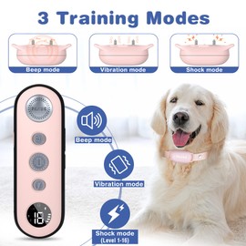 PAHOG Dog Shock Collar, Waterproof Dog Training Collar with Remote 1000FT, Rechargeable Electric Shock Collar for Large Medium Small Dogs (8-120 Lbs), 3 Training Modes, Beep, Vibration, Safe Shock