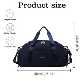 Yunsheng Cabin Bag - Ryanair Under Seat Flight Bag - Gym Bag with Shoe Compartment & Dry/Wet Separation - Recycled PET Eco-Friendly Travel Holdall Hand Luggage Bag - Carry-On Duffel Bag(Blue)