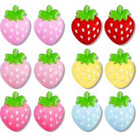 12Pcs Cute Fridge Magnets 3D Strawberry Cute Decorative Magnets, Colorful Cute Magnets for Refrigerator, Funny Magnets for Fridge, 6 Colors Suitable for Kitchen Office Decorative Magnets