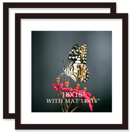 VITOIVE 18x18 Frame Black With Mat 14x14 Solid Wood Picture Frames Wall Mounting (2 pack, 18x18 Inch)…