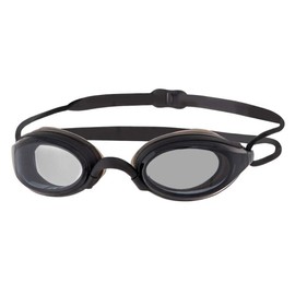 Zoggs Fusion Air Swimming Goggles Adult (Smoke Lens, Black/Grey) Women, Men, Air-Filled Cushion Comfort Fit, Anti-Fog, UV Protection, Wide Vision Swim Goggles with Interchangeable Nose Bridge