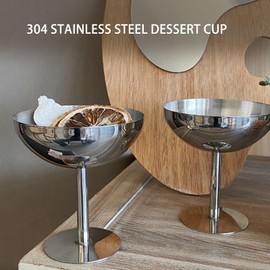 QANYEGN Stainless Steel Ice Cream Cups, Metal Ice Cream Goblets, Stainless Steel Champagne Goblets for Parties Home Bars Cafes