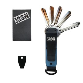 Iron Edge Key Organiser - Portable Keychain, Minimalist Heavy Duty Keyring, Pocket Smart Key Holder with Gift Box and Tool (Aluminium, Navy Blue)