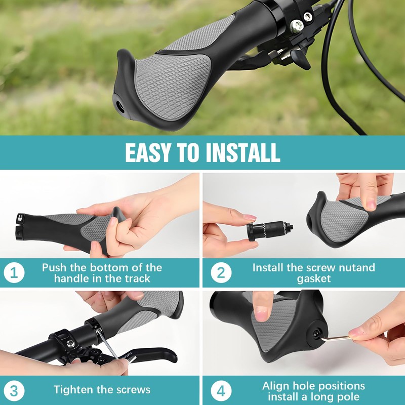 Ergonomic Bicycle Handlebar Grips with Foldable Repair Tool, 22 mm