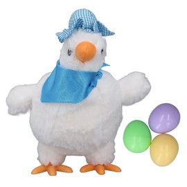 Electronic Plush Chicken Toy Lay 3 Eggs Dancing Music Stuffed Animal Chicken for Kids White 30cm/11.8in