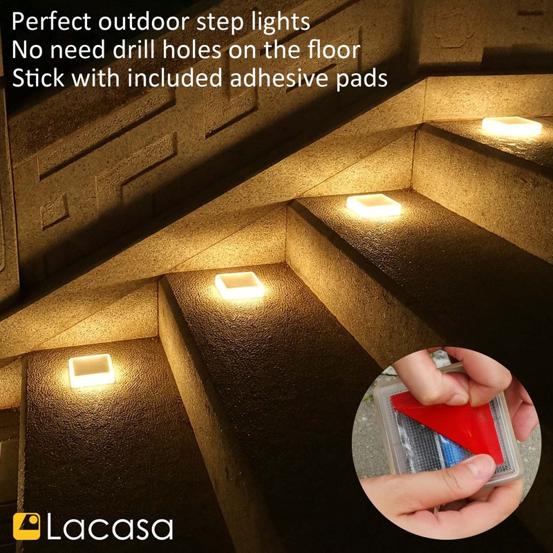 Lacasa 4 Pack Solar Deck Lights Outdoor Waterproof LED, Garden