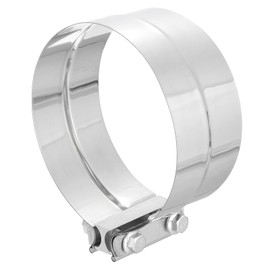 sourcing map 4-1/2" Exhaust Clamp, 304 Stainless Steel Butt Joint Band Clamp Sleeve Coupler Pipe Repair Clamp Universal Widening Clamp for 4-1/2" OD to 4-1/2" ID Exhaust Pipe Mufflers, Silver