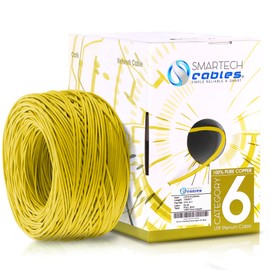 Smartech Cables Cat6 Plenum Cable 1000ft (CMP) - Insulated 100% Pure Copper Cat6 Cable 1000ft - UTP, 23 AWG, 550 MHz Bulk Ethernet Cat 6 Cable with Noise Reducing Cross Separator