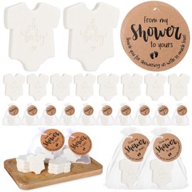 50 Sets Baby Shower Soap Favors for Guests Boy Girl Mini Handmade Scented Soaps with Thank You Tags and Organza Bags for Shower Gender Reveal Party Favors (Oh Baby,White Bodysuit)