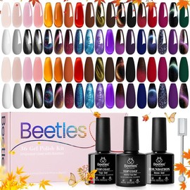 Beetles Fall Gel Nail Polish Set Soak Off UV LED Nail Gel for Autumn Winter Manicure Nail Art Gifts for Women Long-Lasting Gel Polish:_36 colors 5ml Treasure Box