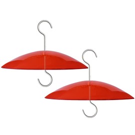 8" Mini Weather Guard for Bird Feeder - 2 PC x Small Protective Dome Cover Against Rain/Snow/Sun - Red Dia. 20CM